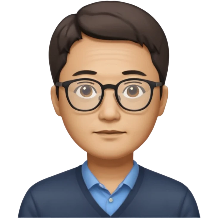 안경을 낀 40대 표준 체격의 한국인 남성, 머리가 짧음 emoji