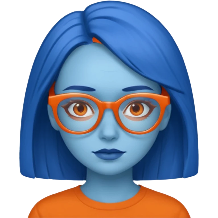 blue skinned orange glassed woman emoji