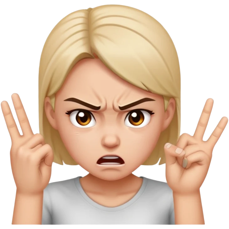 Girl getting angry with fingers on forehead emoji