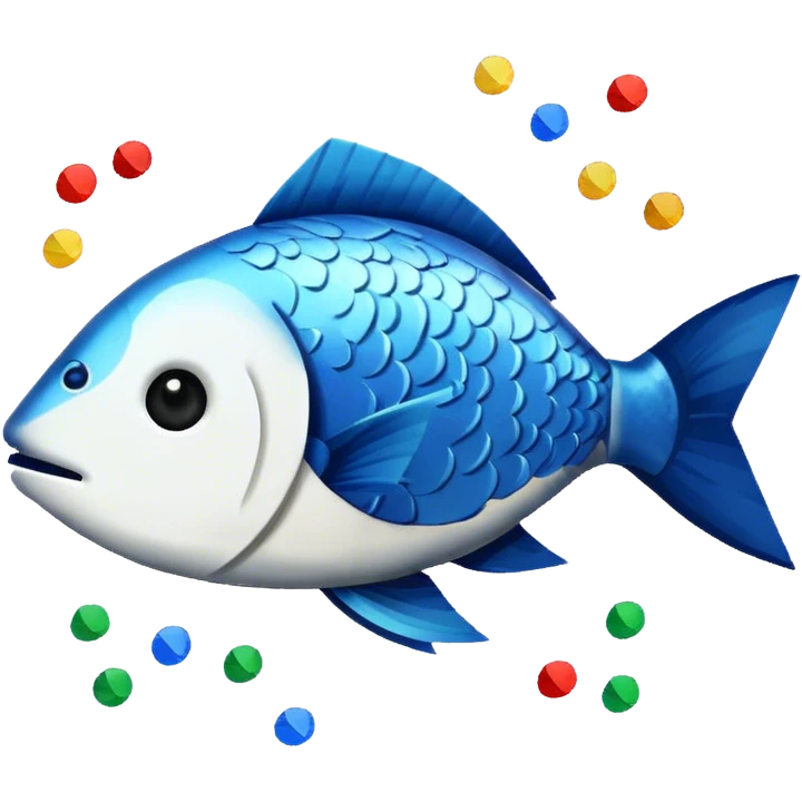 white colored pixel fish confetti  emoji