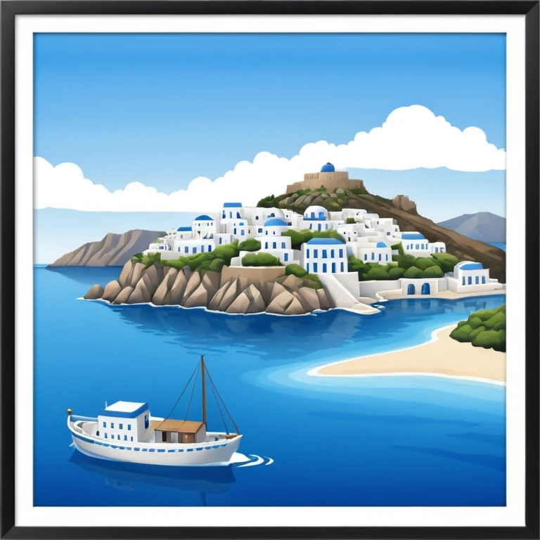 a greek island seen from the sea emoji