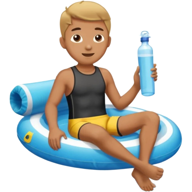 a man floatin on water while sitting on a tube emoji