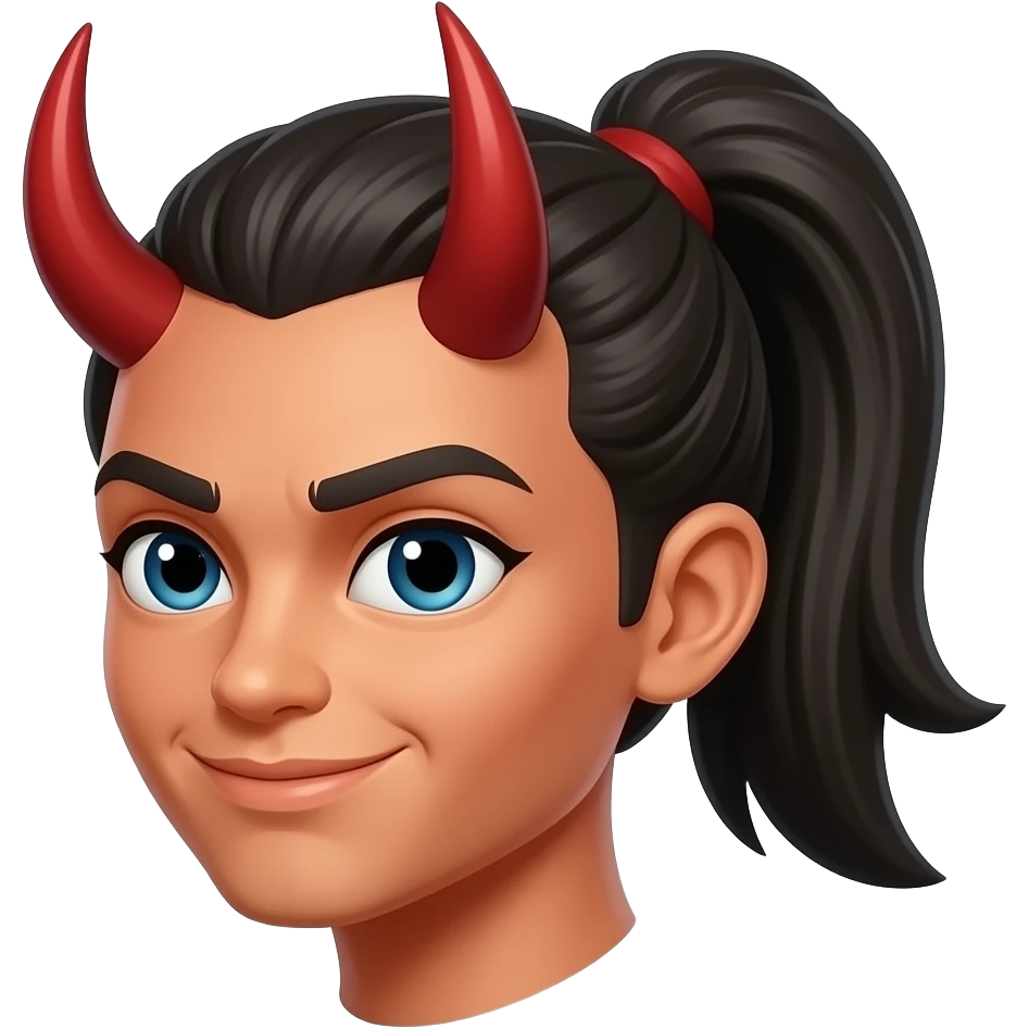 👹 this emoji with a ponytail emoji