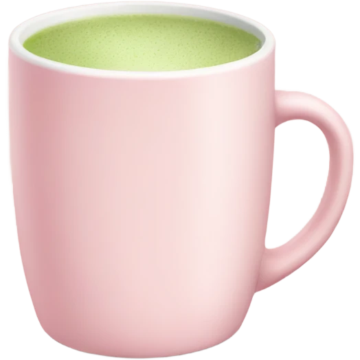 light pink mug of matcha light pink and white emoji