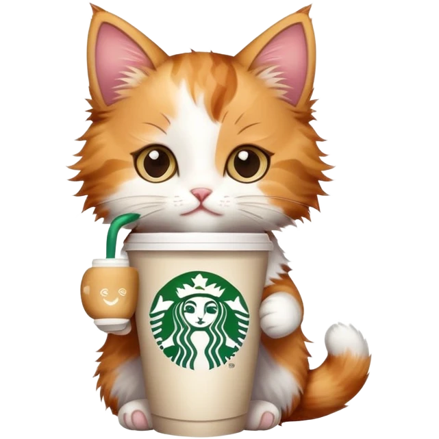 Kitten drinking Starbucks  emoji