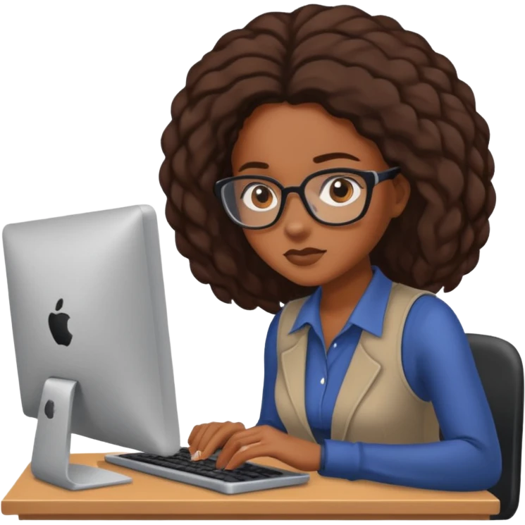 black woman working on a computer emoji
