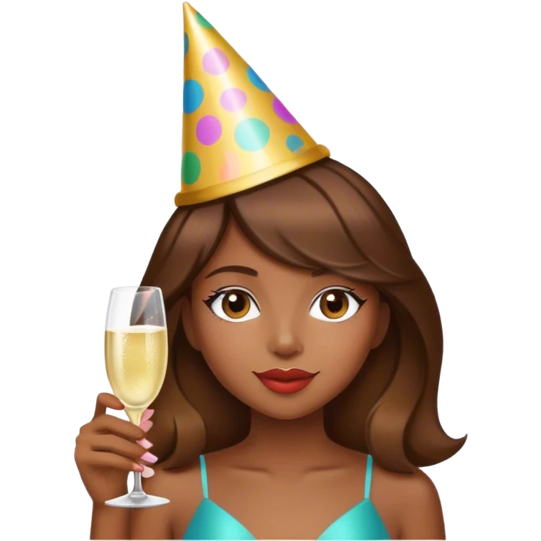 Celebrating girl, brown hair  emoji