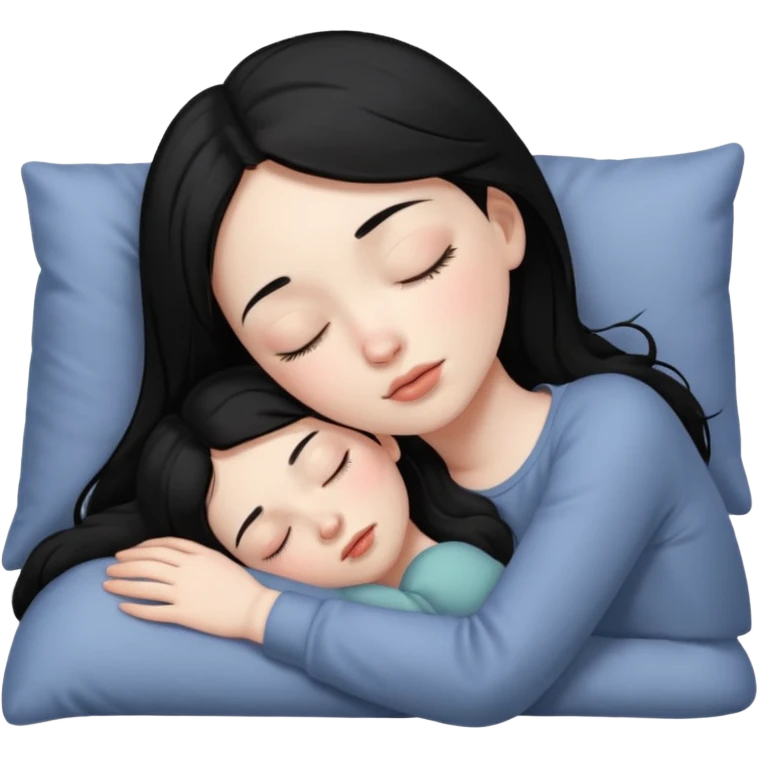 Sleeping black haired girl no baby emoji