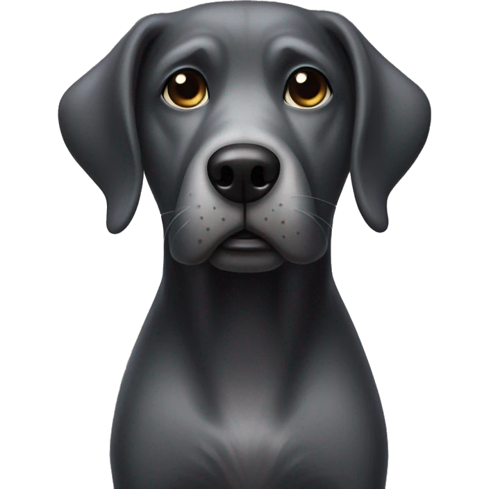 Black laborador dog with greying hairs on face being very concerned about her human mom emoji