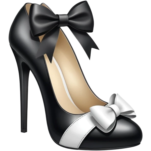 High heels black and white bows emoji