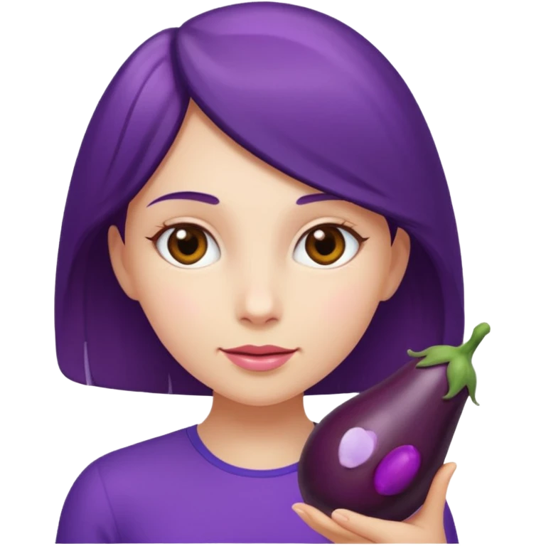 girl holding brinjal emoji