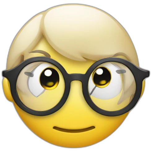 Yellow circle head Moult With a cheerful expression with black eyes black glasses emoji
