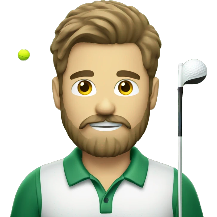 Brien hair guy with beard and mustache playing golf  emoji