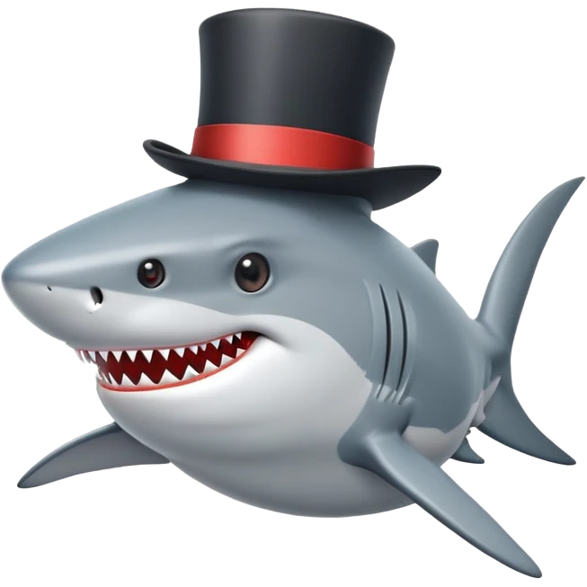 Shark with a top hat emoji