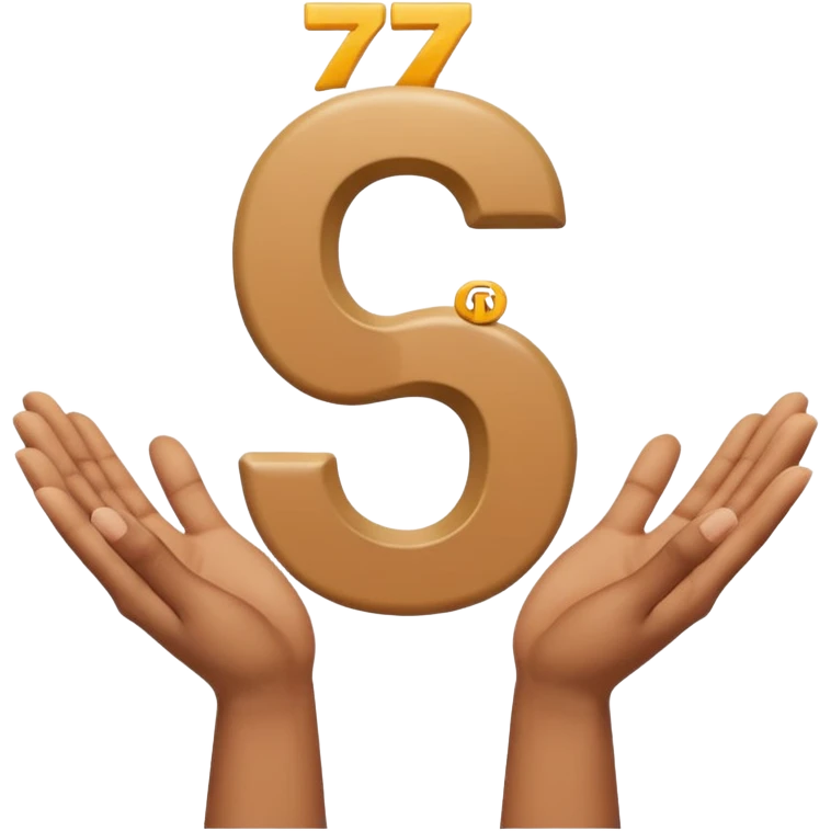 Two open separate hands. The one on the left has the number 6 on top of it floating and the other one has 7 on top of it floating emoji