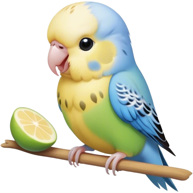 cute budgie eating cute blinchiki emoji