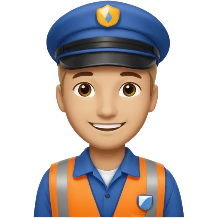male bus worker, standing, wearing a bus company uniform and cap emoji