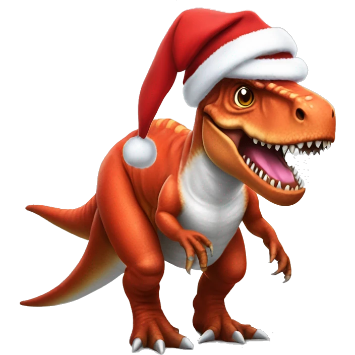 T-rex dressed up as Santa Claus emoji