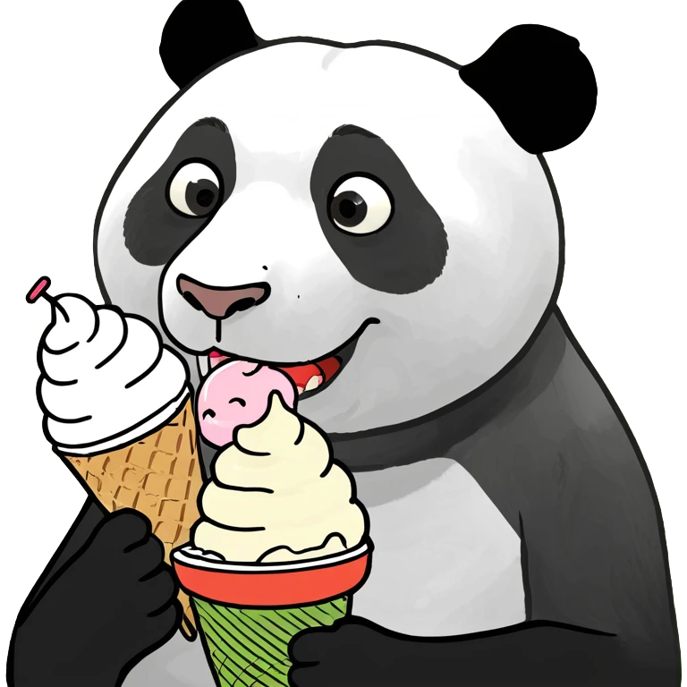 Panda eating ice cream emoji