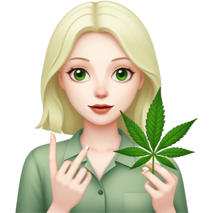 woman with marijuana leaf emoji