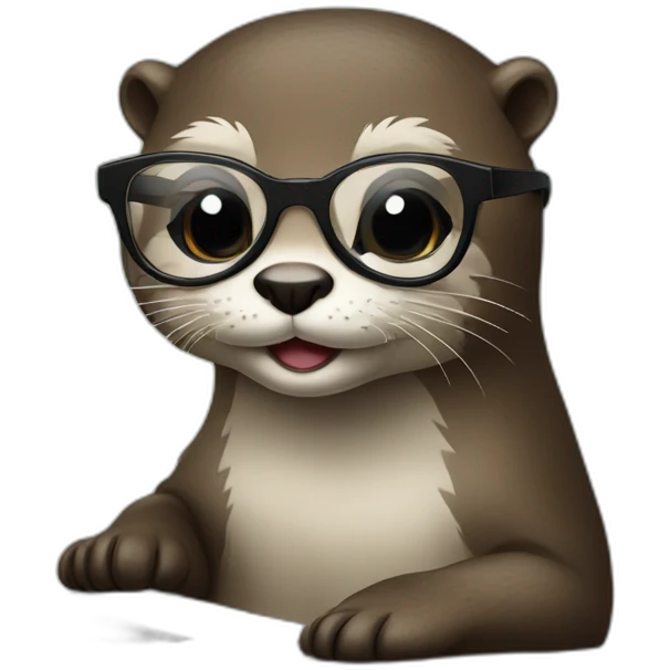 female otter with glasses leaning against a pillow with a macbook emoji