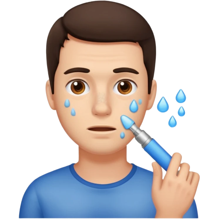 brunette man with lots of acne emoji