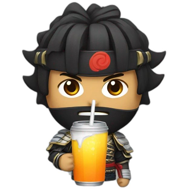 samurai with energy drink emoji