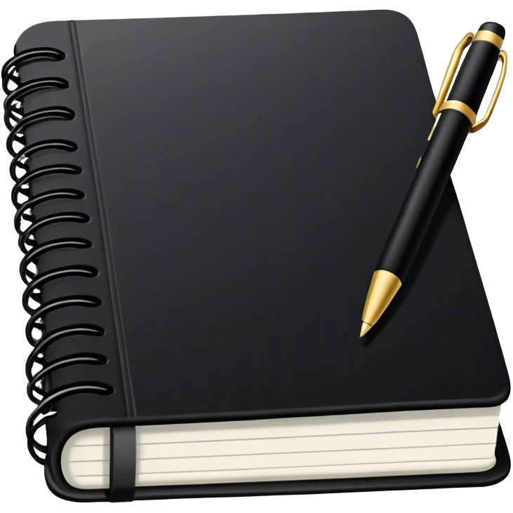 Black notebook and pen emoji