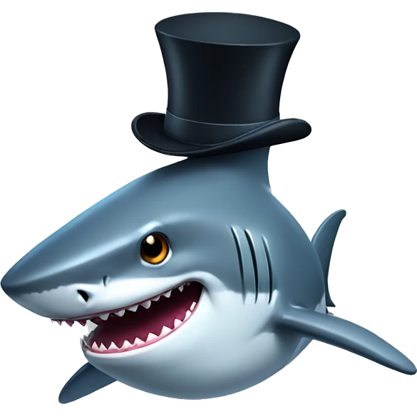 Shark with a top hat emoji