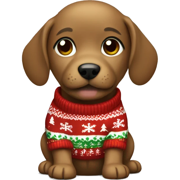 Gmail the puppy wearing a Christmas sweater emoji