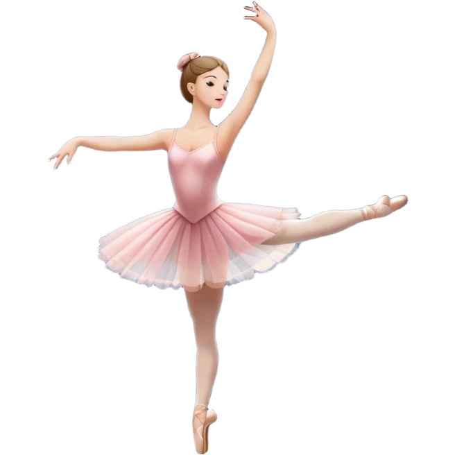 Icon for Ballet: silhouette of a ballerina in an elegant pose on a theater stage, surrounded by spotlight and stage lights. The icon should convey the grace and beauty of ballet, with focus on the dancer and the dramatic lighting. Transparent background. emoji