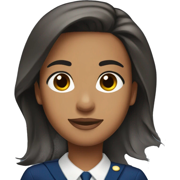 flight attendant with black hair brown skin brown eyes straight hair and dark blue scarf emoji