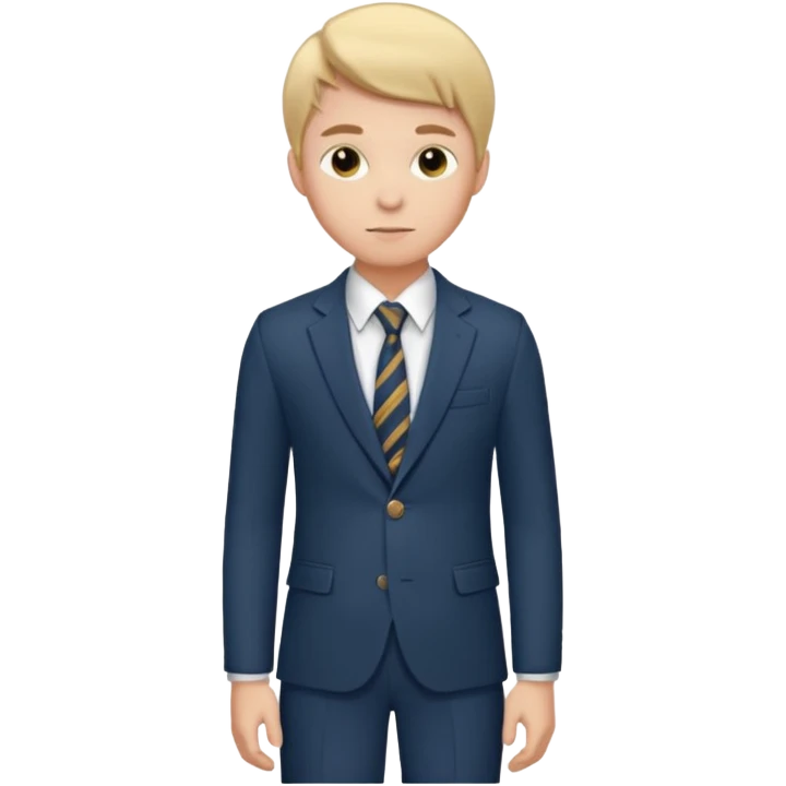 Young man, tailored trousers, a crisp button-down shirt, a blazer, and tie

 emoji