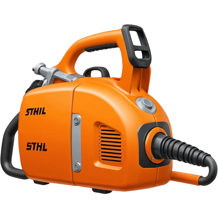 Motorsäge vom STIHL mit grauem Gehäuse, orangenem Deckel und schwarzen Griffen emoji