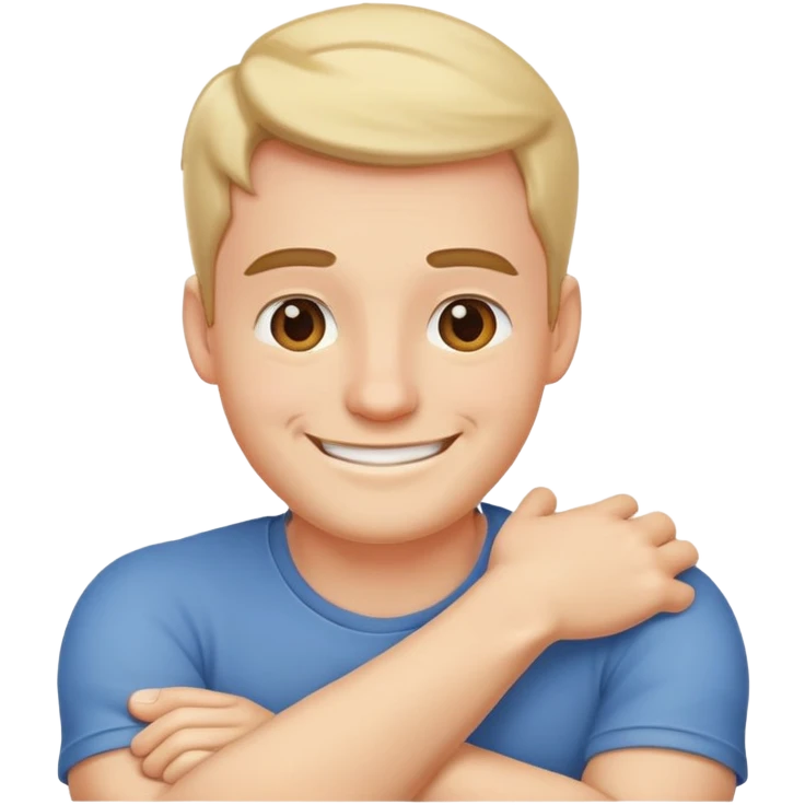 Arms crossed holding neck laughing guy emoji