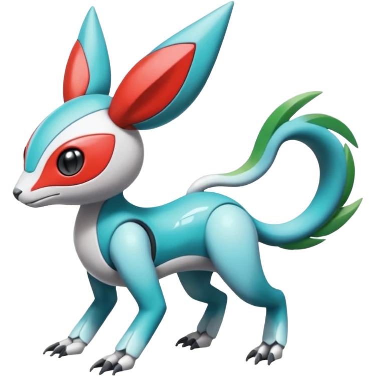 Shiny Colorful Futuristic Cyber-Vernid-Trico-Meloetta-Latias-Koraidon-Peppercat-Protogen-Pokémon-Digimon-Fakémon-fusion-hybrid-creature emoji