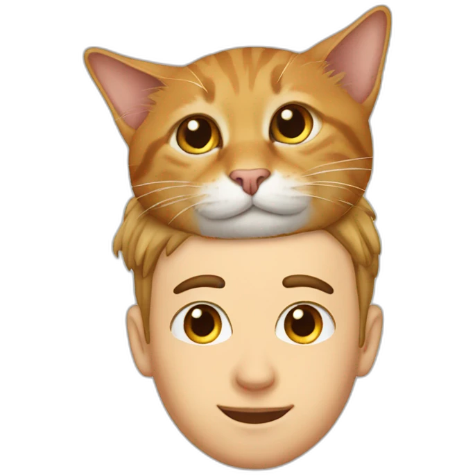 Cat on man’s head emoji