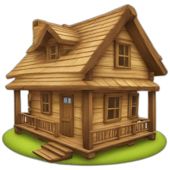 Wooden house with pc emoji
