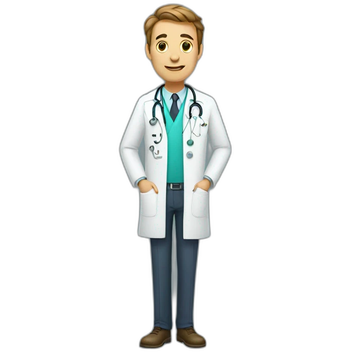 Doctor with the letters “MEDIFIN” on his clothes emoji