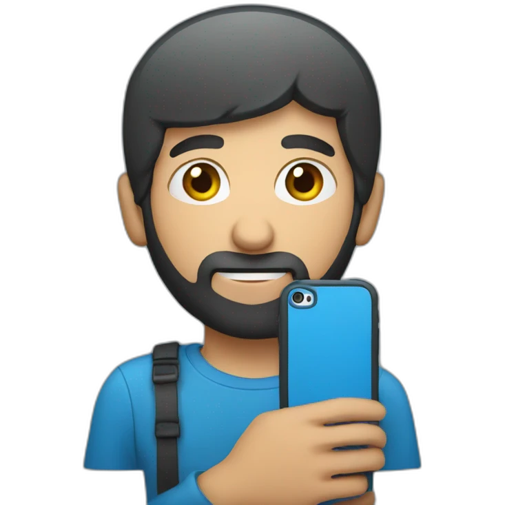 Syrian guy holding a blue phone emoji