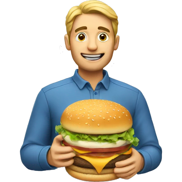 A man eating a hamburger emoji