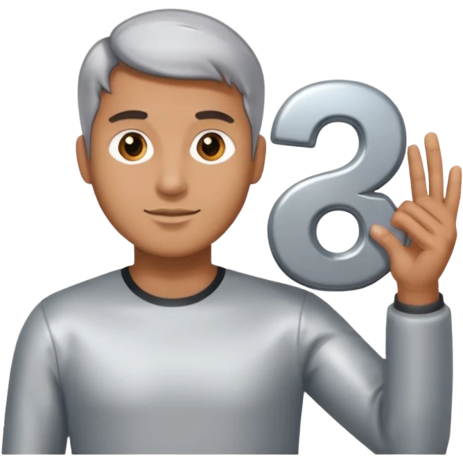 Man holding 67 emoji