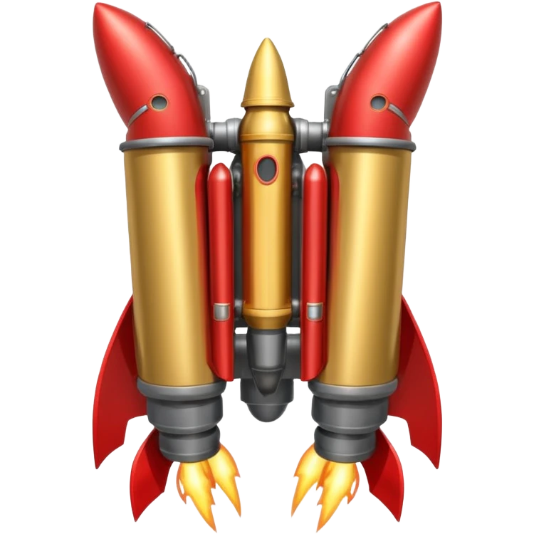 gold wide jetpack with rocket projectiles on both sides, back view, no fire, with red details emoji