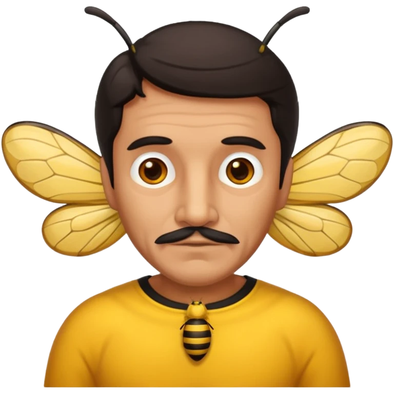 cabeza de señor mexicano, viejo, agregale un cuerpo de abeja, el pelo del señor hazlo oscuro,haz que el cuerpo sea de abeja y la acabeza del señor emoji