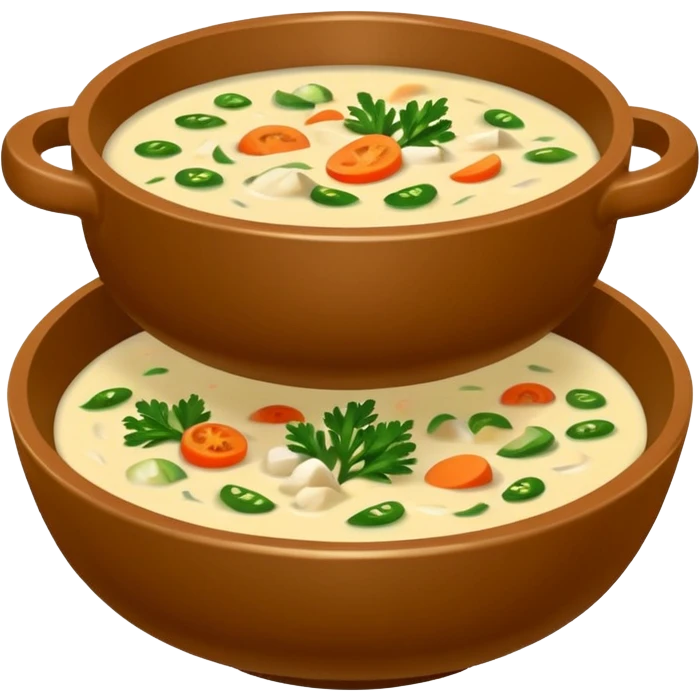 Realistic Soup in a brown bowl   emoji