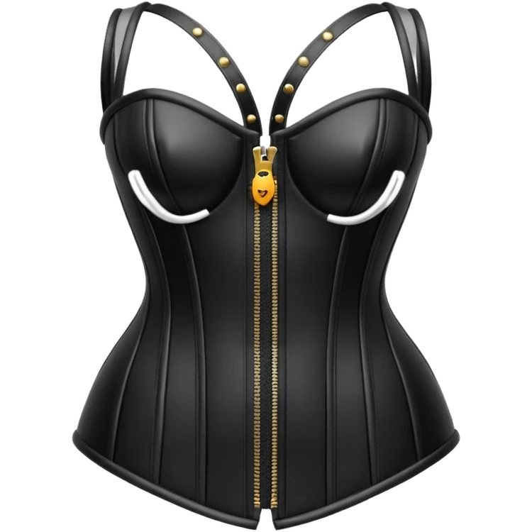 emoji black leather corset with zip emoji
