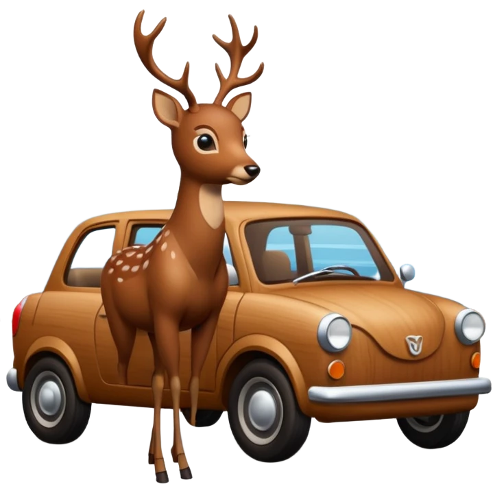 wood deer car emoji