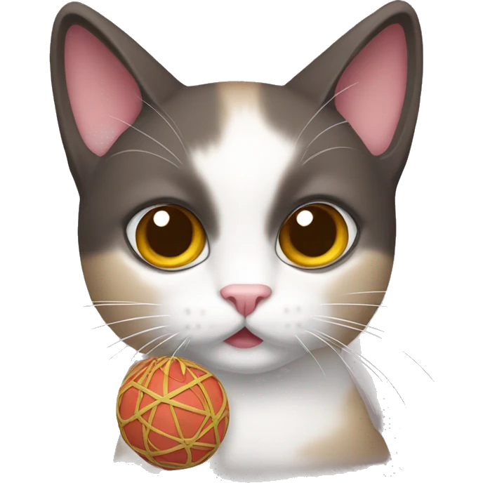 snowshoe cat with a toy emoji
