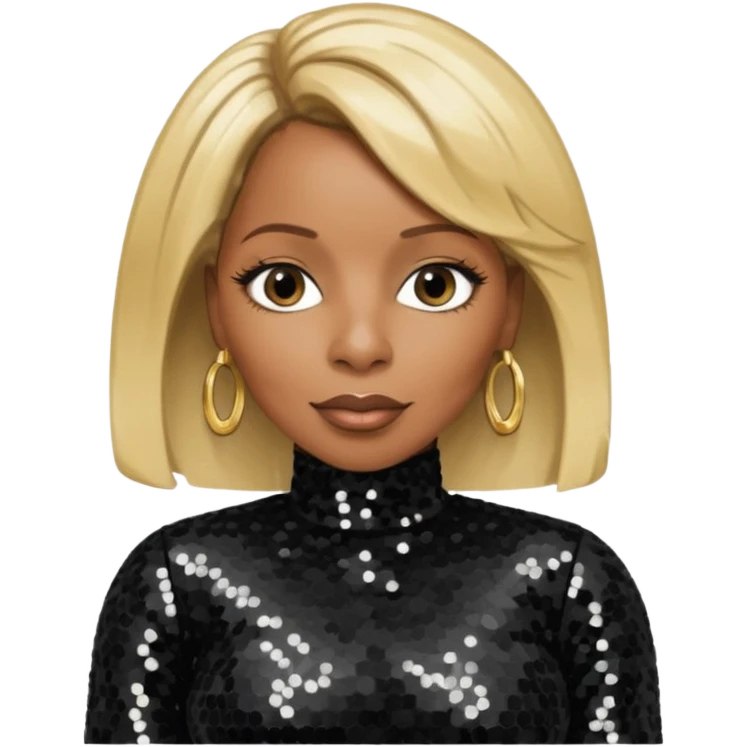 Mary J Blige with blonde hair, black sequin outfit emoji