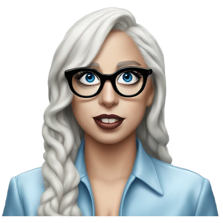 Hyper Realistic lady gaga rain on me blue eyes black glasses  emoji